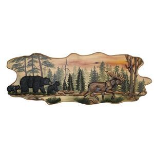 Walking Moose & Bear Family Wall Art – 42" x 15"